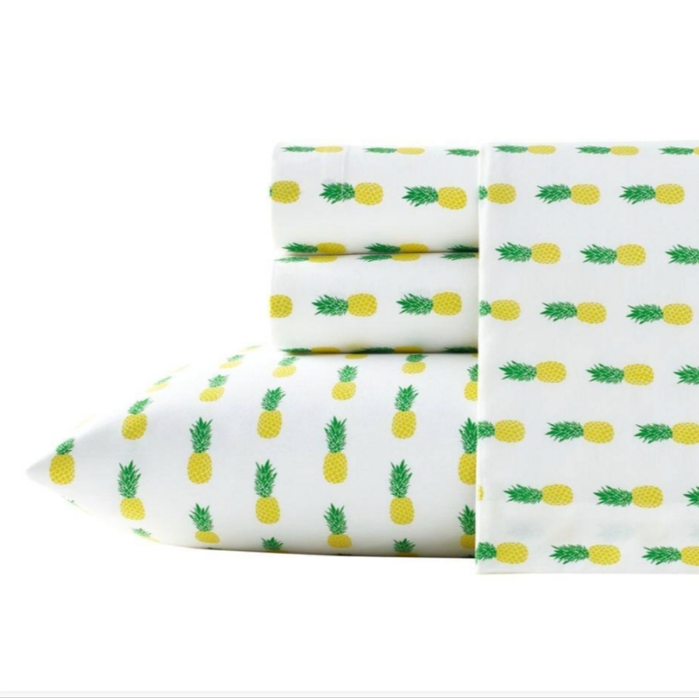 Poppy and Fritz Pineapples 3-Piece Yellow and Green FULL sheet set